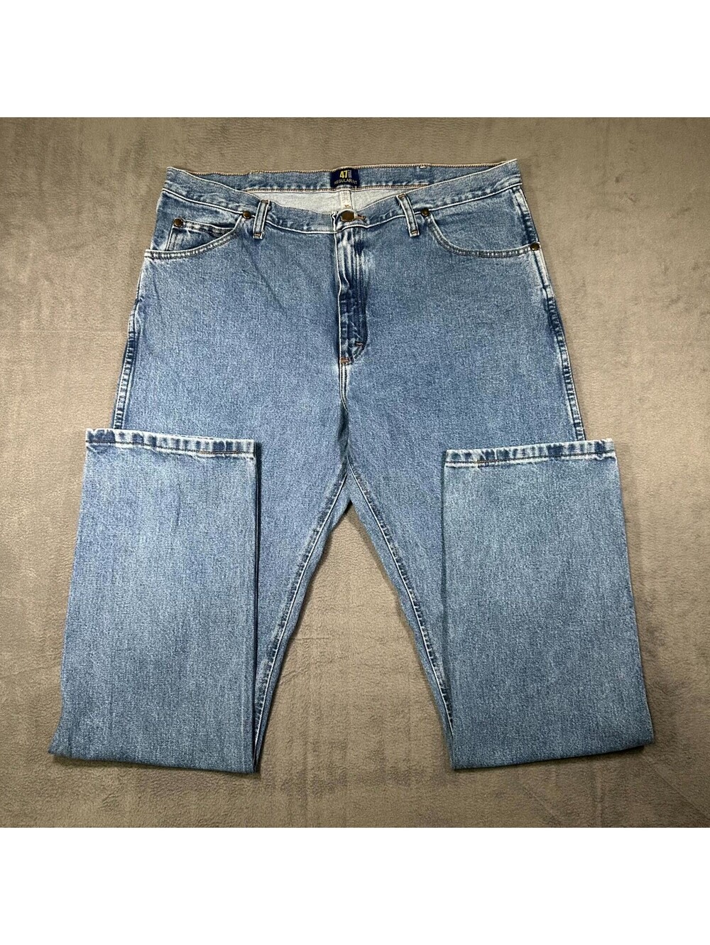 Wrangler 47 MWZ Straight Jeans Mens 38x34 Blue Denim Regular Fit Western Cowboy